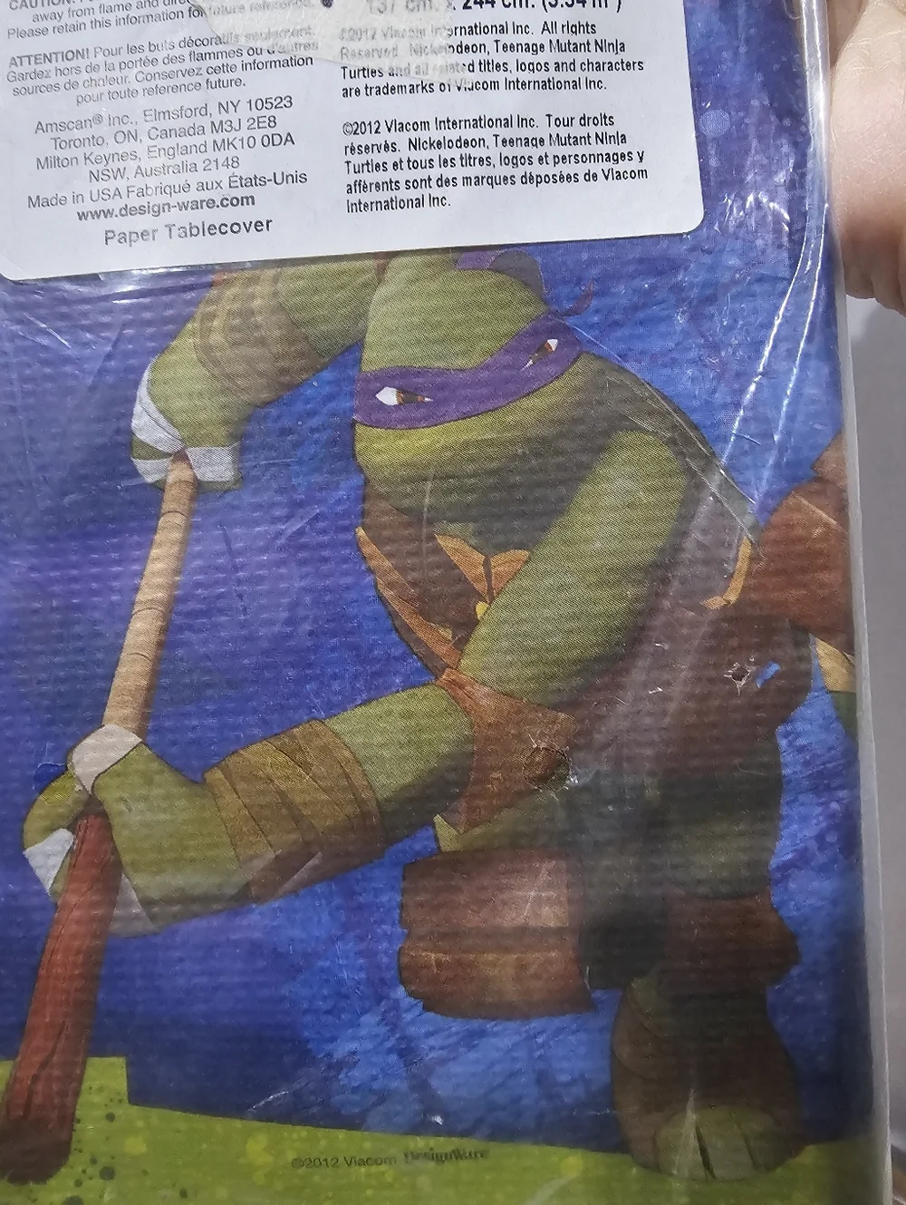 Teenage Mutant Ninja Turtle Party TMNT Tablecloth & Crayons 2012 2015 NWT